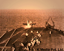 Aircraft taking off from the Vikrant, circa 1971